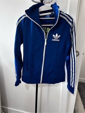 Adidas Royal Blue Track Jacket with White Stripes with magical butterfly lining